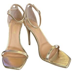 Anne Michele NEO-01 metallic gold stiletto‎ heels size US 9 EU 38 Strappy sandal